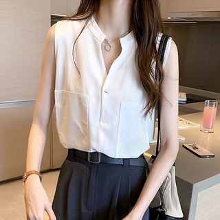 เสื้อผ้าแฟชั่นผู้หญิง เสื้อกั๊กผู้หญิง เสื้อผ้าผู้หญิงไซส์ใหญ่ เวอร์ชั่นเกาหลี เสื้อแขนกุด