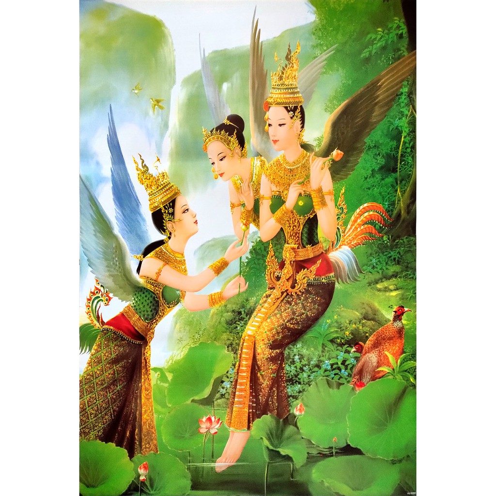 โปสเตอร์ รูปวาด กินรี วรรณคดีไทย Women Literature Kinnaree Manora POSTER 24”X35” Inch Painting Siam 