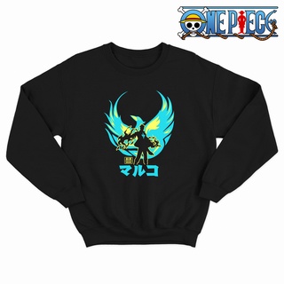 คอตต้อนคอกลมเสื้อกันหนาว คอกลม ลายการ์ตูนอนิเมะ Marco The Phoenix One Piece 1272S-5XL