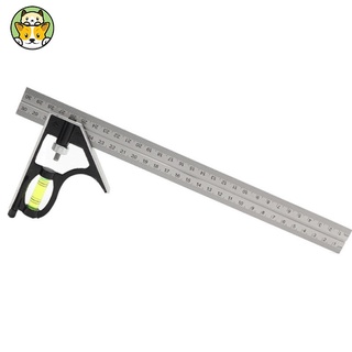 เหมียว Universal 300mm Adjustable Stainless Steel Multifunctional Combination Try Square Set Right Angle Ruler