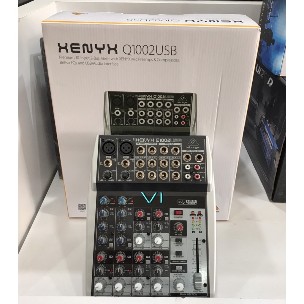 Behringer XENYX Q1002USB มิกเซอร์แบบอนาล็อค 10-input, 2-bus Analog Mixer with 3-band EQ, and USB Aud