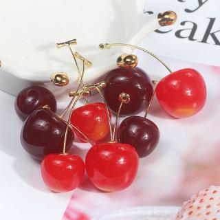 Cute sweet simple fashion cherry earrings cherry wild temperament personality fruit long thin ear jewelry female