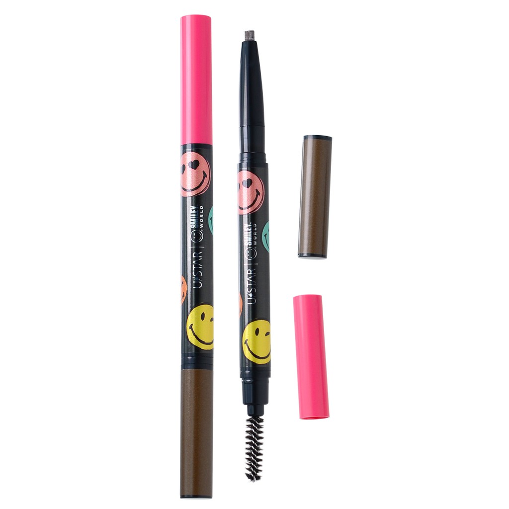 USTAR SMILEYWORLD AUTO EYEBROW ดินสอเขียนคิ้ว ที่เขียนคิ้ว แบบหัวตัด มีแปรงในตัว สีชัด ไม่หลุดง่าย อ