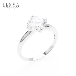 Lenya  Jewelry แหวนเพขร DiamondLike ทรงสี่เหลี่ยนม Princess ตัวเรือนเงินแท้ 925 ชุบทองคำขาว