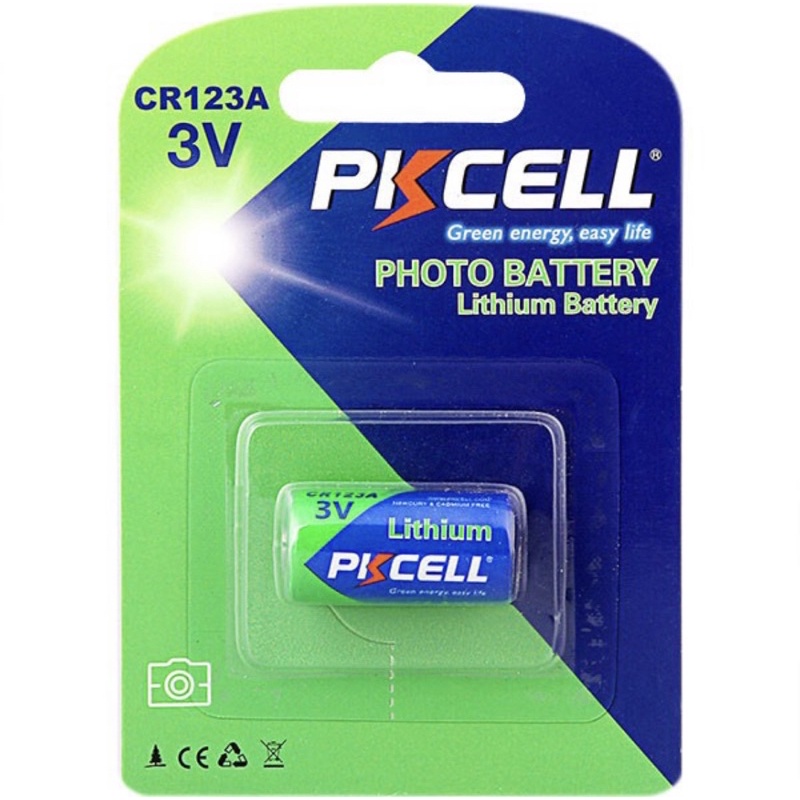 PKCELL CR123A Lithium battery แพ็คเกจ ของแท้(1ก้อน)