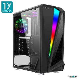 เคสคอมพิวเตอร์ Tsunami Galaxy G10 RGB ATX Gaming Case (with Tempered Glass Side Panel) Black + Tsunami Phantom (cRGB Sync) 12cm RGB (รับประกันสินค้า 1 ปี)