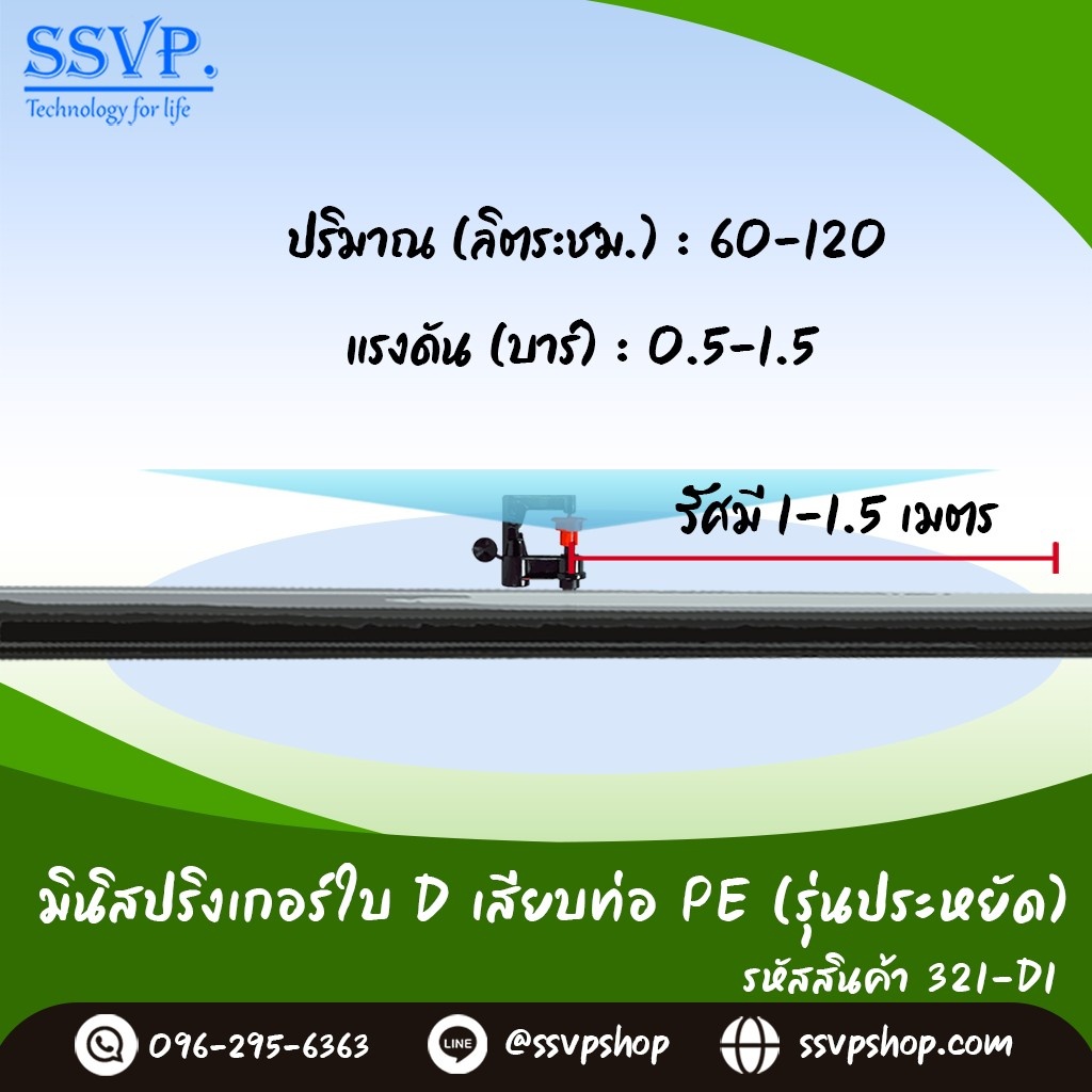 มินิสปริงเกอร์ใบ D เสียบท่อ พร้อมข้อต่อในตัว (น้ำละเอียด) รูปที่ 2