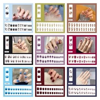 【พร้อมกาว + กล่อง】เล็บปลอม R280-R320 24 ชิ้น