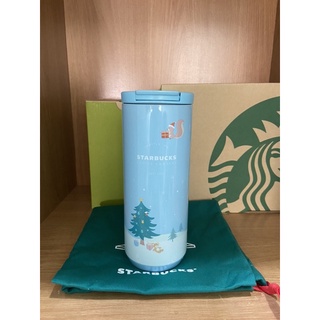 Starbucks กระบอกน้ำสแตนเลส Blue Holiday Party 12oz.