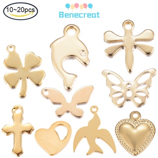 Benecreat 10 ~ 20ชิ้น 304 สแตนเลสมีเสน่ห์สีทอง 12x7x1 มม. หลุม: 1.2มม.