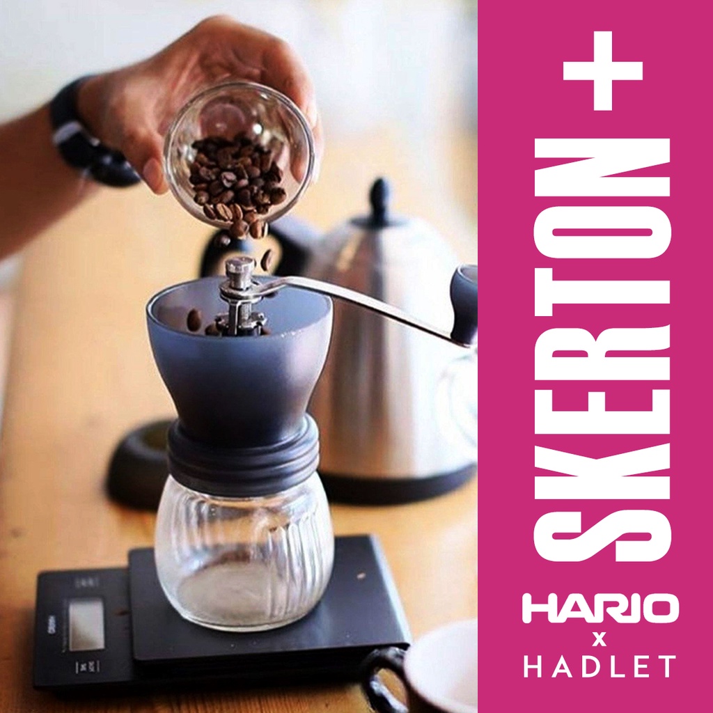 Hario ฮาริโอ เครื่องบดกาแฟมือหมุน Ceramic Coffee Mill Skerton+ MSCS-2DTB