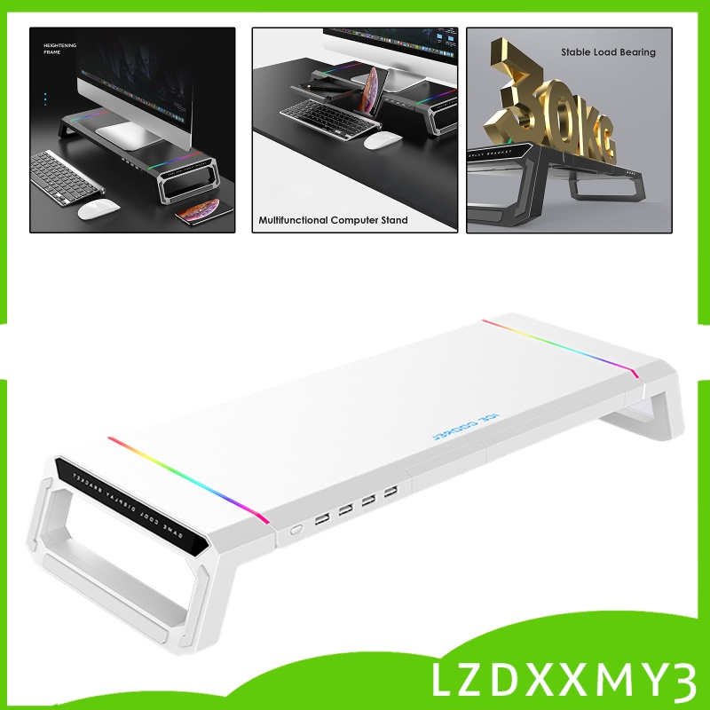 HOT Foldable Computer Monitor Stand Riser Bracket RGB 4 USB Keyboard ...