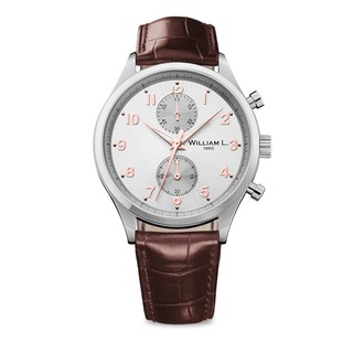 William L. นาฬิกาผู้ชาย ประเทศฝรั่งเศส รุ่น Watch  WLAC02GOCM 40 mm นาฬิกาข้อมือผู้ชาย สายหนัง สีน้ำตาล