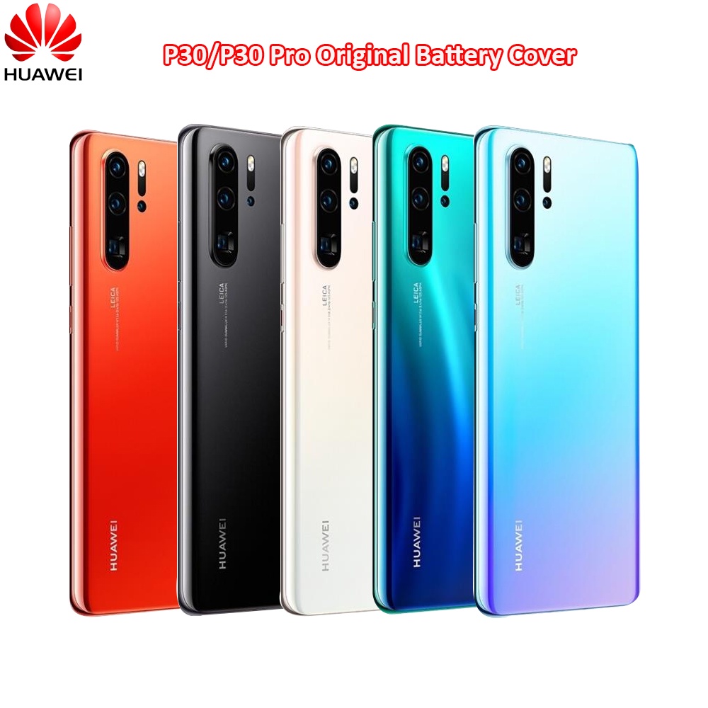 สําหรับ Huawei P30/P30 Pro กระจกด้านหลังฝาหลังแบตเตอรี่แผงแบตเตอรี่เปลี่ยนกรณีกาวสติกเกอร์และโลโก้