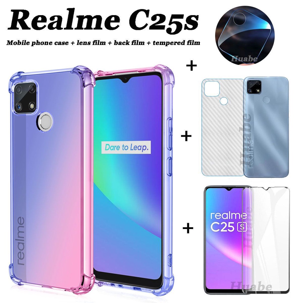 4in1 Realme C25S C25 Realme C35 Case C12 Realme C35 กระจกนิรภัย C11 C11 2021 เคสโทรศัพท์+กระจกนิรภัย