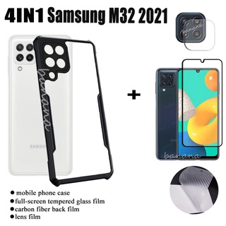 4in1 Case Samsung M32 2021 A32 A51 A71 A31 softCase Scratch-Resistant And Camera lens And tempered film + back film