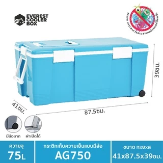 Everest Cooler Box กระติกน้ำแข็ง ถังแช่อเนกประสงค์พร้อมล้อลาก 75 ลิตร รุ่น AG750
