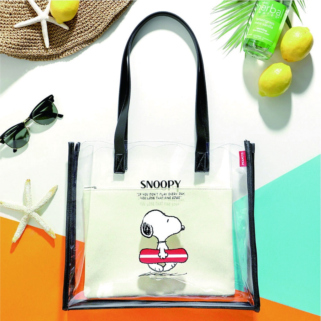Peanuts SKATER SNOOPY's กระเป๋าสะพายไหล่ แบบใส ทนทาน
