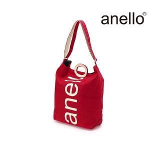 พร้อมส่ง anello กระเป๋าหูหิ้ว A4 Canvas Logo Print 2WAY Tote สีแดง