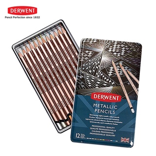 Derwent metallic 12 colours I สีไม้เมทัลลิคระบายน้ำได้ กล่อง 12 สี