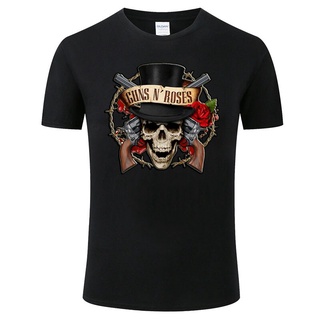 เสื้อยืดแขนสั้นลําลอง ผ้าฝ้าย 100% พิมพ์ลาย Guns N Roses แฟชั่นฮาราจูกุ สําหรับผู้ชาย H02 LHZYสามารถปรับแต่งได้