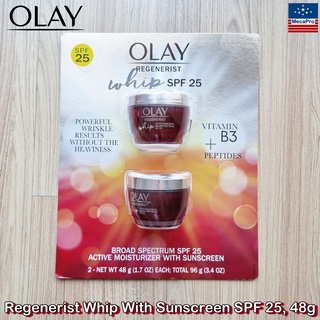 Olay® Regenerist Whip With Sunscreen SPF 25, 48g โอเลย์ มอยส์เจอไรเซอร์ บำรุงผิวหน้า ผสมกันแดด