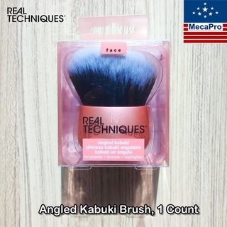 Real Techniques® Angled Kabuki Brush, 1 Count #01962 แปรงคาบูกิ แปรงแต่งหน้า เหมาะสำหรับผลิตภัณฑ์แบบฝุ่น