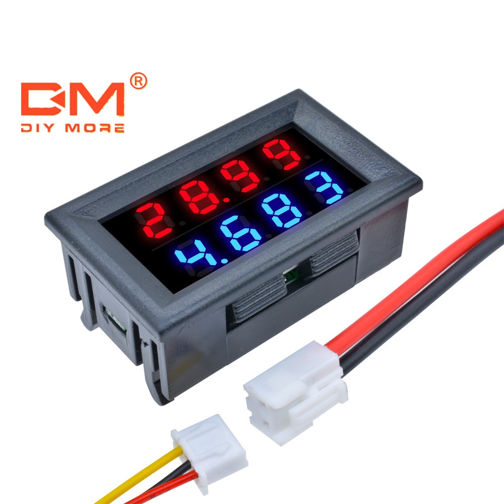 DIYMORE โวลต์มิเตอร์แอมมิเตอร์ 4 bit 5 wires DC0-100V 10A จอแสดงผล LED สีแดงสีฟ้า