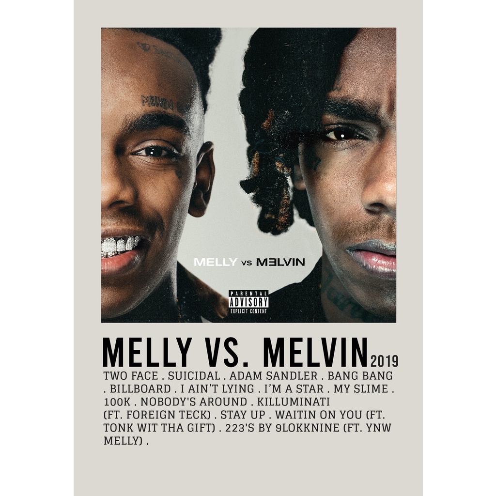 โปสเตอร์ปก อัลบั้ม Melly vs. Melvin โดย YNW Melly สําหรับห้อง/บาร์เบอร์ยิม