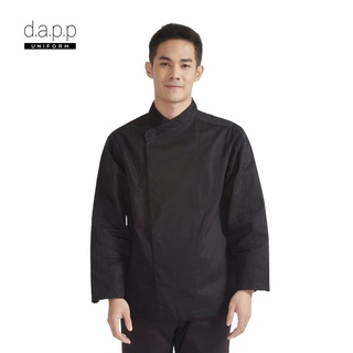 dapp Uniform เสื้อเชฟ ทอมมี่ แขนยาว Long sleeves chef jacket with press buttons and small chest pocket สีดำ(TJKB1009)