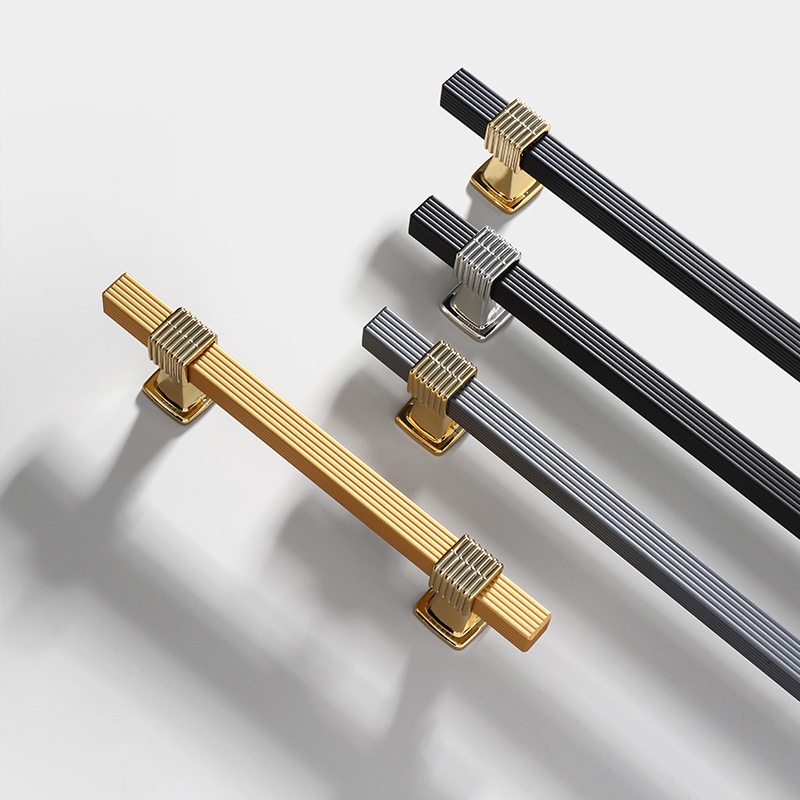 มือจับประตูตู้ ลิ้นชัก ตู้กับข้าว แบบอลูมิเนียมอัลลอยด์ สีทอง และสีดํา - รูปที่ 4