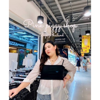 🔥Plussize🔥เสื้อคนอ้วน🔥 สายเดี่ยว M 36-46  L 44-58   เสื้อเชิ๊ต  อก 52 ยาว 25