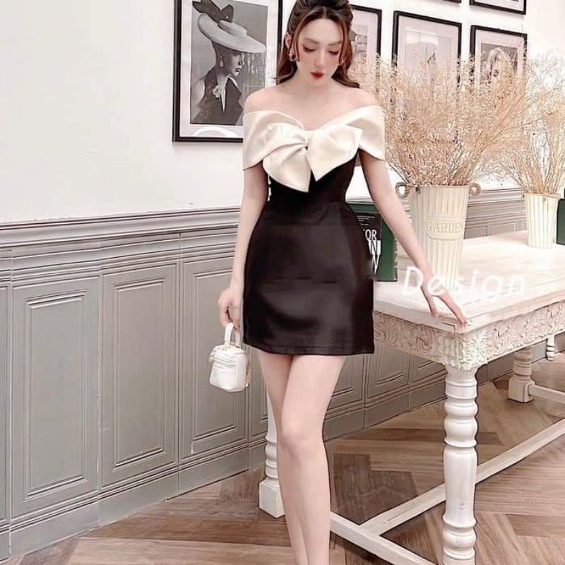 หู หู หูง เดรสปาดไหล่ เดรสปาดไหล่ผูกโบว์สีขาวและกระโปรงทรงเอเรียบหรู - รูปที่ 3