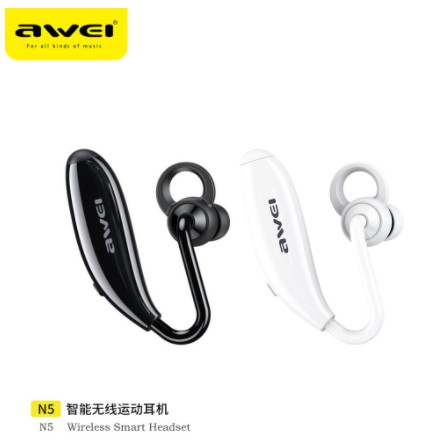 Awei N5 V5.0 หูฟังบลูทูธไร้สาย แบบข้างเดียว ใส่ได้ซ้าย-ขวา หูฟังบลูทูธ หูฟัง บลูทูธ รองรับมือถือทุกย