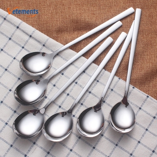 [VES]Long Handle Round Spoons/ Stainless Steel Coffee Spoon/ Stainless Steel Spoon Fork Thickened Cutlery Tableware/ Dessert Spoon Teaspoons Kitchen Tool