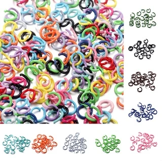 100pcs/lot แหวนแยกโลหะสีลูกกวาดเชื่อมต่อวัสดุอุปกรณ์เสริม DIY