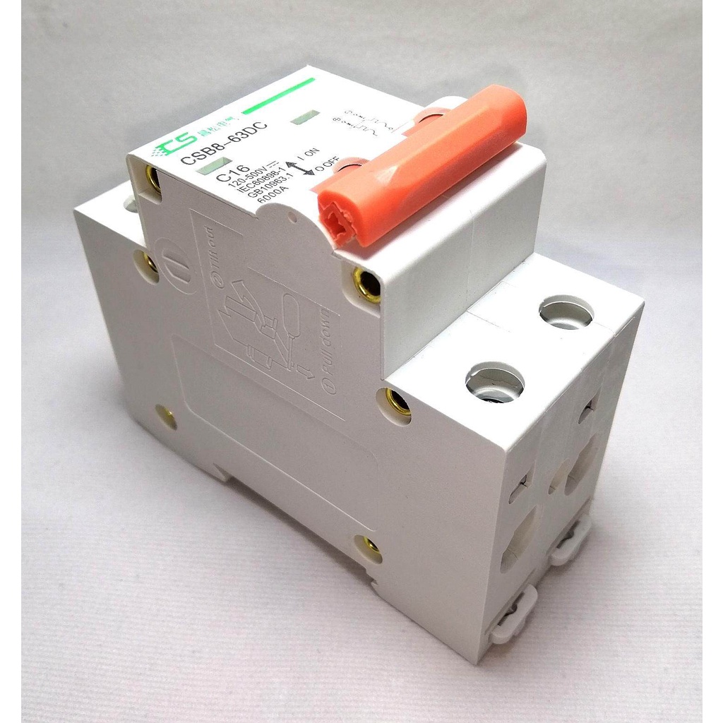 เบรกเกอร์ DC 16A 500V รุ่น CSB8-63DC C16 / 2P breaker dc 16แอมป์ 500 โวล์ สำหรับงาน solarcell โซลล่า