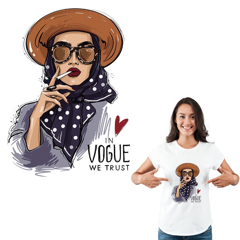 สูบบุหรี่เลดี้แพทช์เหล็กเย็นเลดี้ความร้อนโอนสติ๊กเกอร์แฟชั่น ทําเอง อุปกรณ์เสริมเสื้อผ้าเหล็กบนสติกเกอร์บนเสื้อผ้า