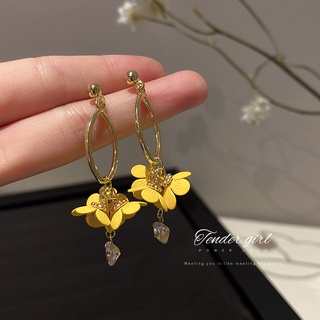 925 silver needle diamond flower earrings earrings female delicate forest small fresh retro earrings temperament for gir