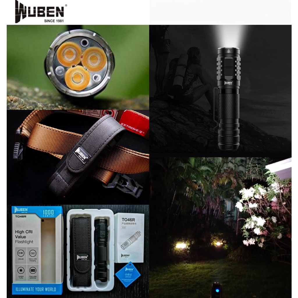 ไฟฉาย WUBEN TO46R 1000LMS 3306CD 115M CRI90+ Flashlight