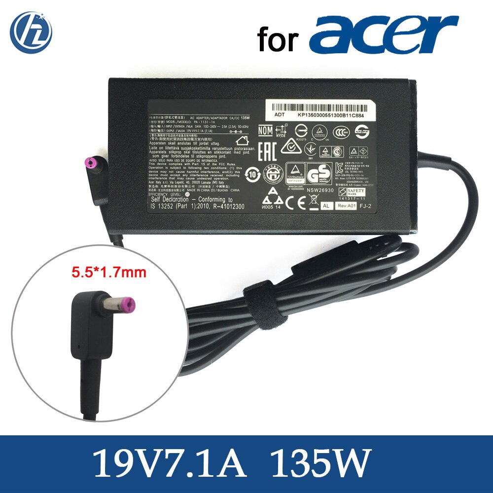 135W อะแดปเตอร์ Ac แล็ปท็อปชาร์จ 19V 7.1A ADP-135KB T สําหรับ Acer Aspire V Nitro VN7-592 VN7-592G V