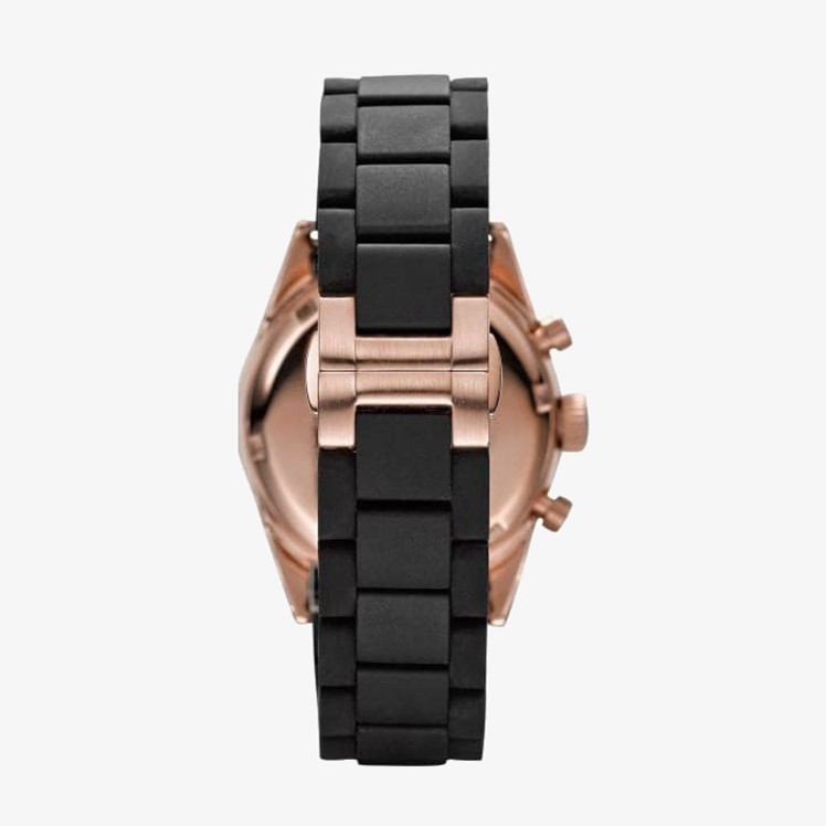 ♤EMPORIO ARMANI นาฬิกาข้อมือผู้หญิง รุ่น AR5906 Sportivo Chronograph Black Dial - Black Silicone