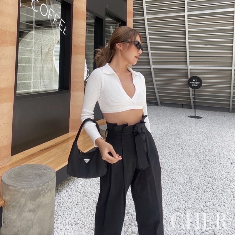 1311(1650)กางเกงขายาวผ้าสวยใส่ชิลตัวโบว์ถอดแยกได้
