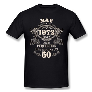 เสื้อยืดคอกลม แขนสั้น ผ้าฝ้าย พิมพ์ลาย Born In May 1972 50 Years Legends สําหรับผู้ชาย