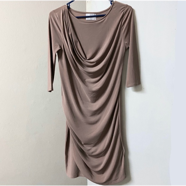 BOUTON dress เดรสสีน้ำตาลอ่อน