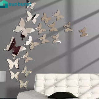 12Pcs/Set 3D DIY PVC Butterfly Mirror Wall Mural Art Sticker Decoration /Removable Party Wedding Home Decor