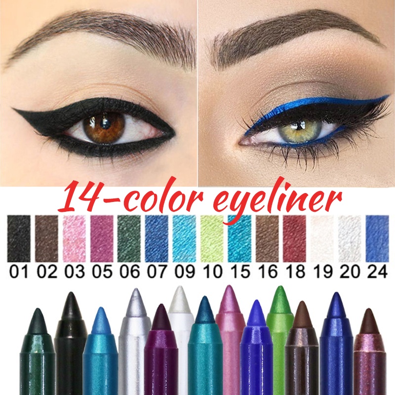 ดินสอเขียนขอบตา อายไลเนอร์ กันน้ํา ติดทนนาน 14 สี สีเขียว สีน้ําตาล ปากกาอายไลเนอร์ ผู้หญิง แฟชั่น สีแต่งหน้า เครื่องสําอาง ราคา ถูกที่สุด ดีลบีเคเค แกลเลอรีภาพที่ 2