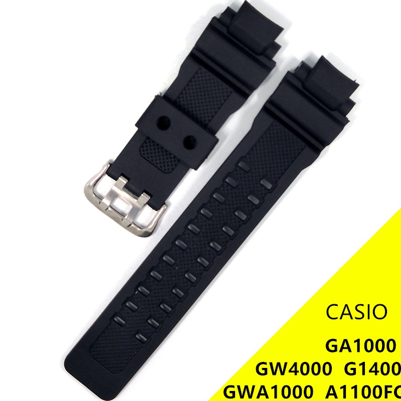 สายนาฬิกาข้อมือ หนัง PU กันน้ํา สีดํา สําหรับ Casio G-Shock GA-1000 GA-1100 GW-4000 GA1000 GW-A1100 G-1400