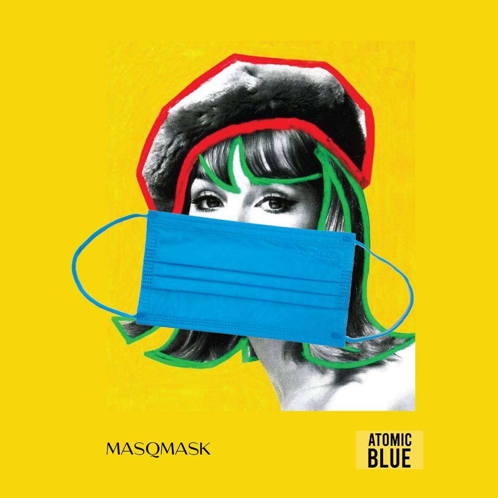 Masqmask หน้ากากอนามัยแพคสี Atomic Blue สีเดียว 10 ชิ้น