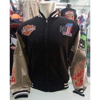 เสื้อแจ็กเก็ตหนัง ลาย Harley Davidson HDMC 1 Number1-Skull Flame Varsity สําหรับแข่งรถจักรยานยนต์